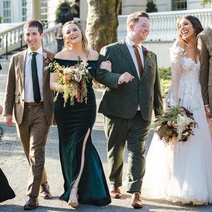 BHLDN Fawn Emerald Velvet Dress, US Size 8